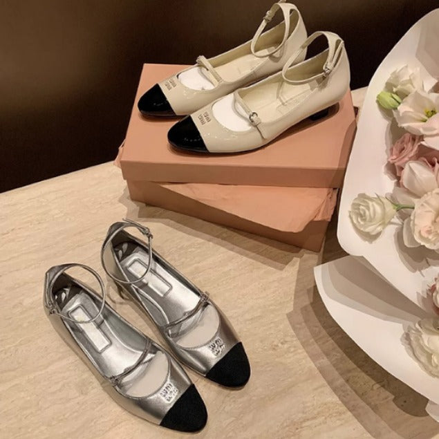 Chaussures à boucle haute pour femmes de style rétro français Debutante