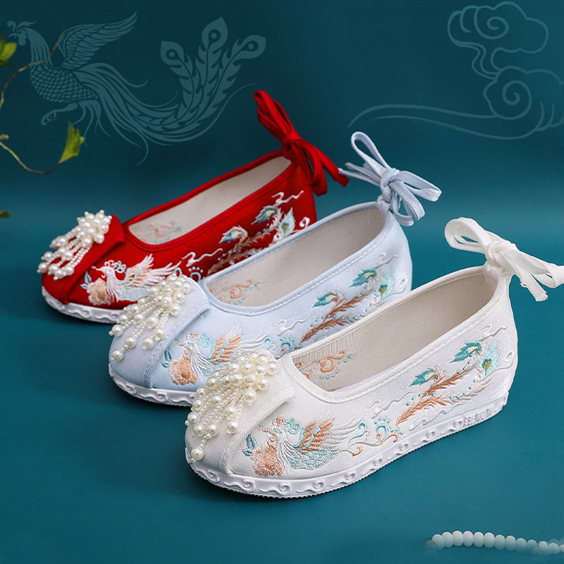 Chaussures en toile brodée de perles Bride Xiuhe pour femmes
