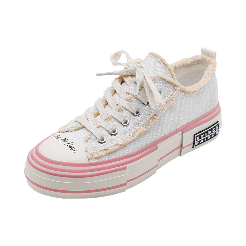 Wht Low-top Alice Pink Trendy Grass Canvas Shoes