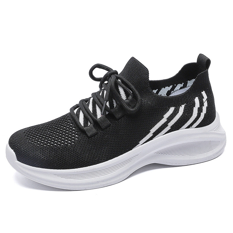 Women's Summer Mesh Breathable White Flying Woven Sneakers